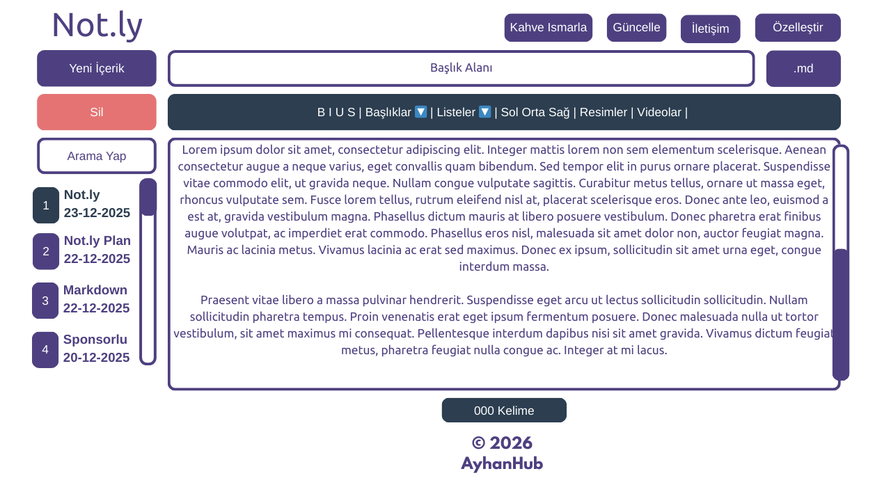 Proje Anlatıyorum #11: Not.Ly - Ana Sayfa - Beyaz